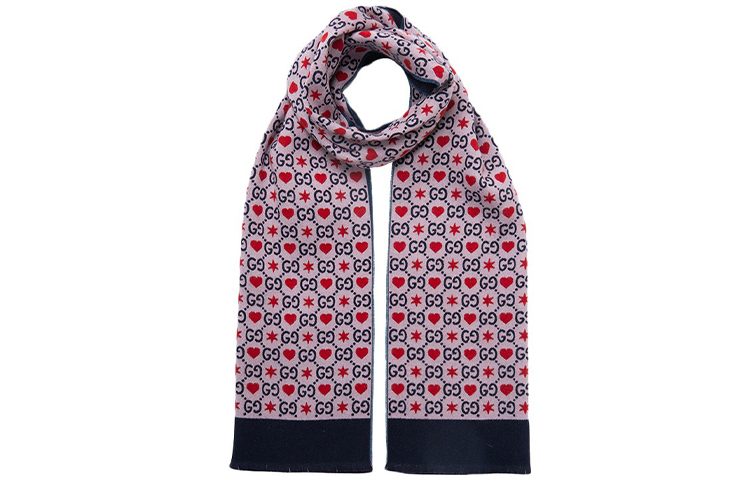 (Women) GUCCI GG Pattern Wool Scarf Jacquard Shawl Pink and Black-Unisex 609327-3GF10-5968 圖 2