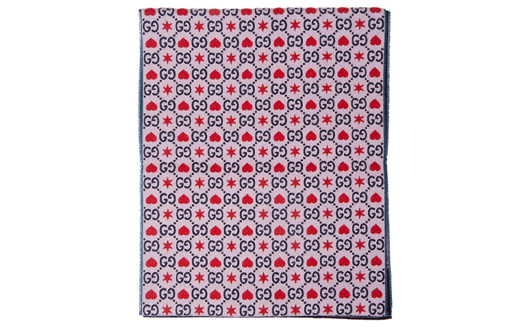 (Women) GUCCI GG Pattern Wool Scarf Jacquard Shawl Pink and Black-Unisex 609327-3GF10-5968 圖 4