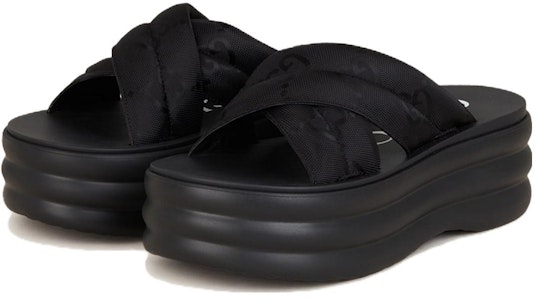 GUCCI古馳 GG厚底 一字拖鞋 女款 黑色 Order GUCCI古馳 GG厚底 一字拖鞋 女款 黑色