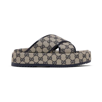 (W) Gucci GG Platform Slide Sandal 'GG Motif - Beige Blue'
