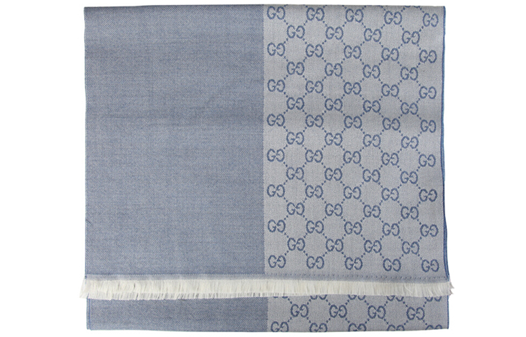 (Women) Gucci GG Print Tassel Knit Scarf Light Blue 344994-4G200-9269 圖 3