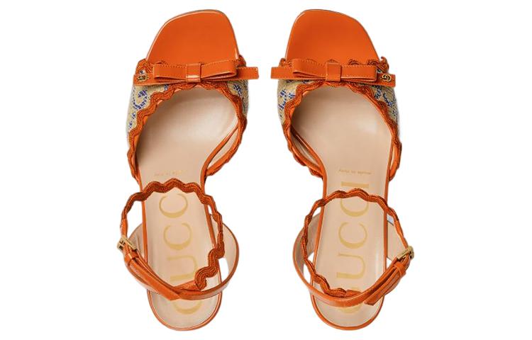 Lookbook (W) Gucci GG 草编效果拖鞋 '橙色' 695190-UWB70-9691