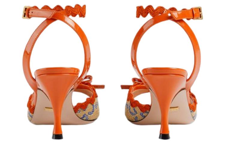 Shop (W) Gucci GG 草编效果拖鞋 '橙色' 695190-UWB70-9691