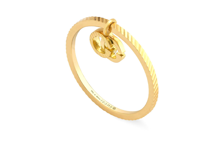 Lookbook (Women) GUCCI GG Running 18k Gold Double G Logo Pendant Ring for Women 648599-J8500-8000