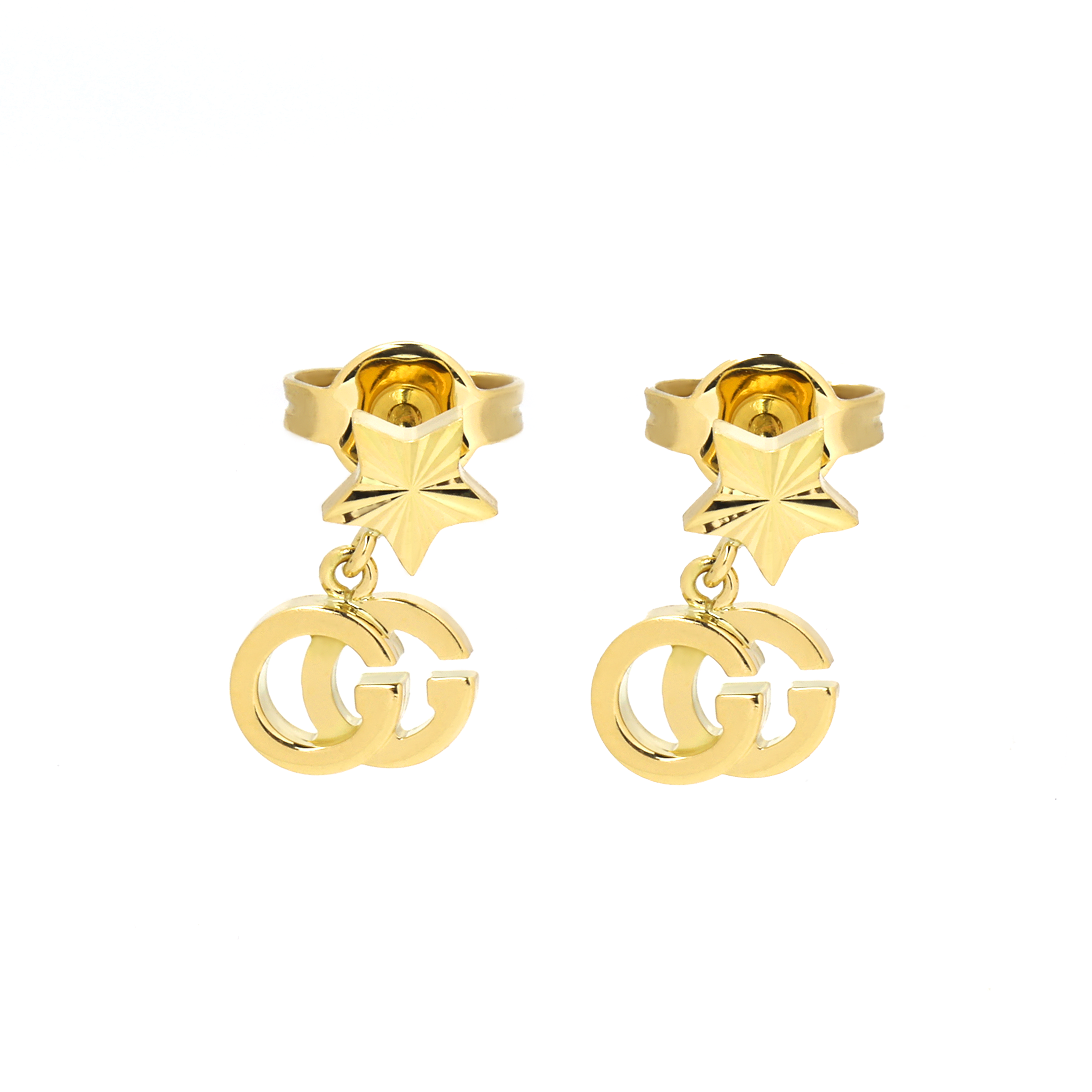 (Women) GUCCI GG Running 18k Gold Star Earrings - Luxury Stud Earrings. 648604-J8500-8000