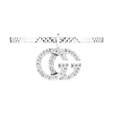 (Women) GUCCI GG Running 18K White Gold Diamond Ring for Women Luxury Jewelry 648596-J8568-9066
