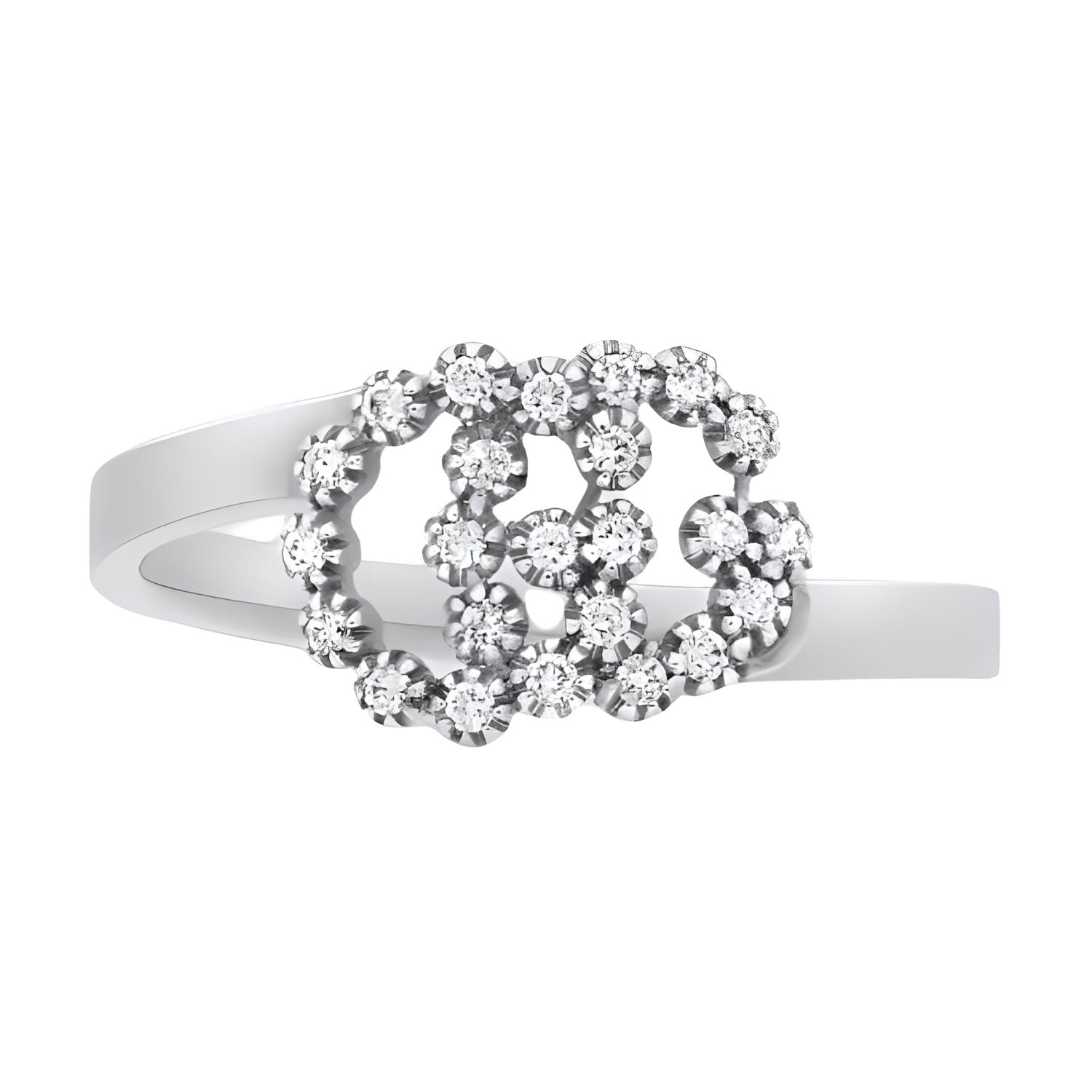 (Women) GUCCI GG Running 18K White Gold Diamond Ring for Women - Luxury Jewelry 481650-J8568-9066