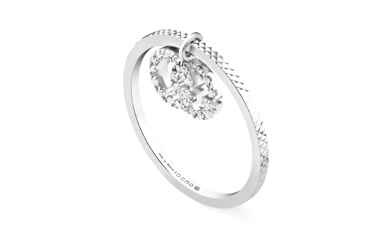 Lookbook (Women) GUCCI GG Running 18K White Gold Diamond Ring for Women Luxury Jewelry 648596-J8568-9066