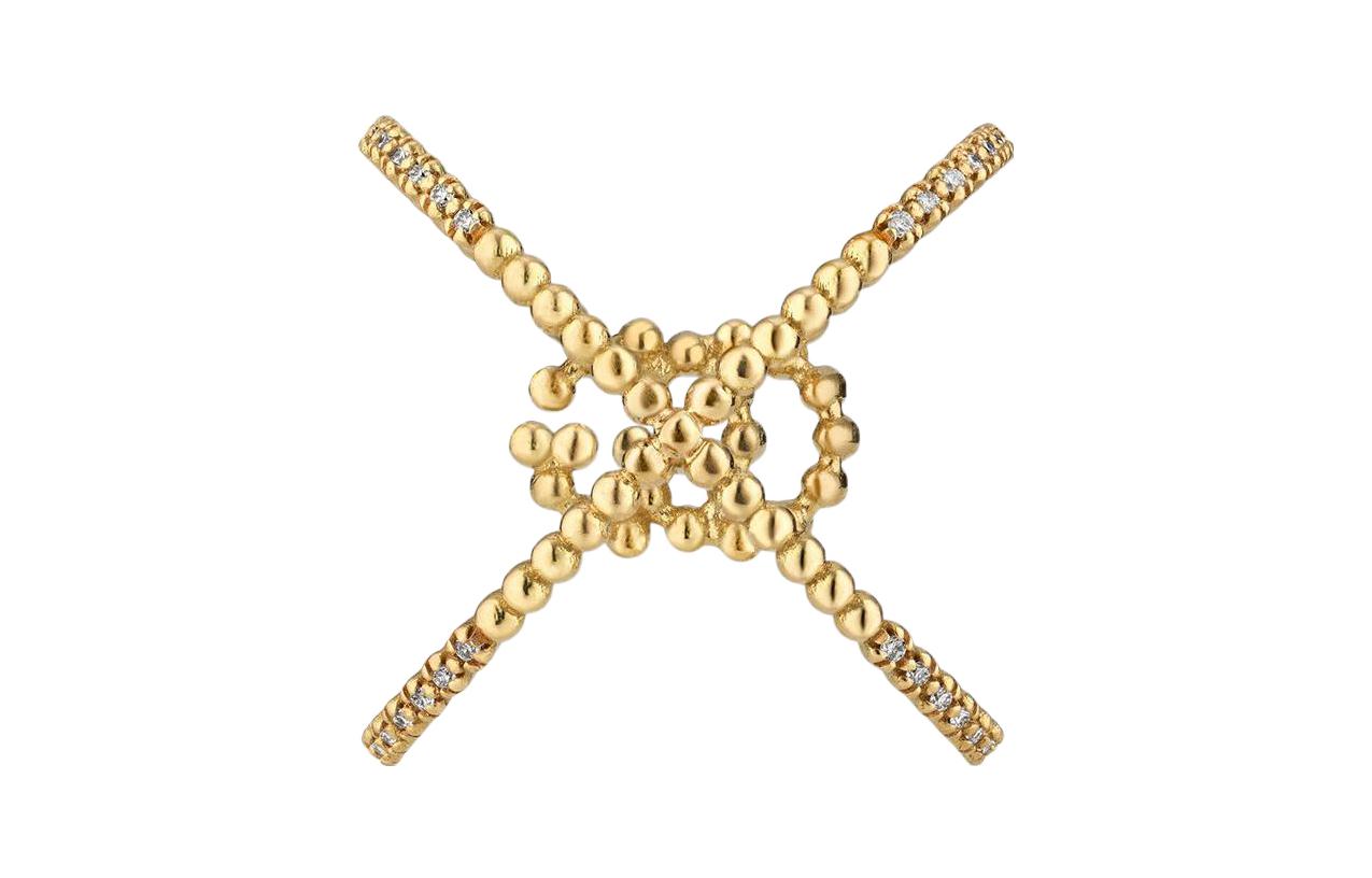 (Women) GUCCI GG Running Diamond X Ring  Gold. 581897-J8540-8000