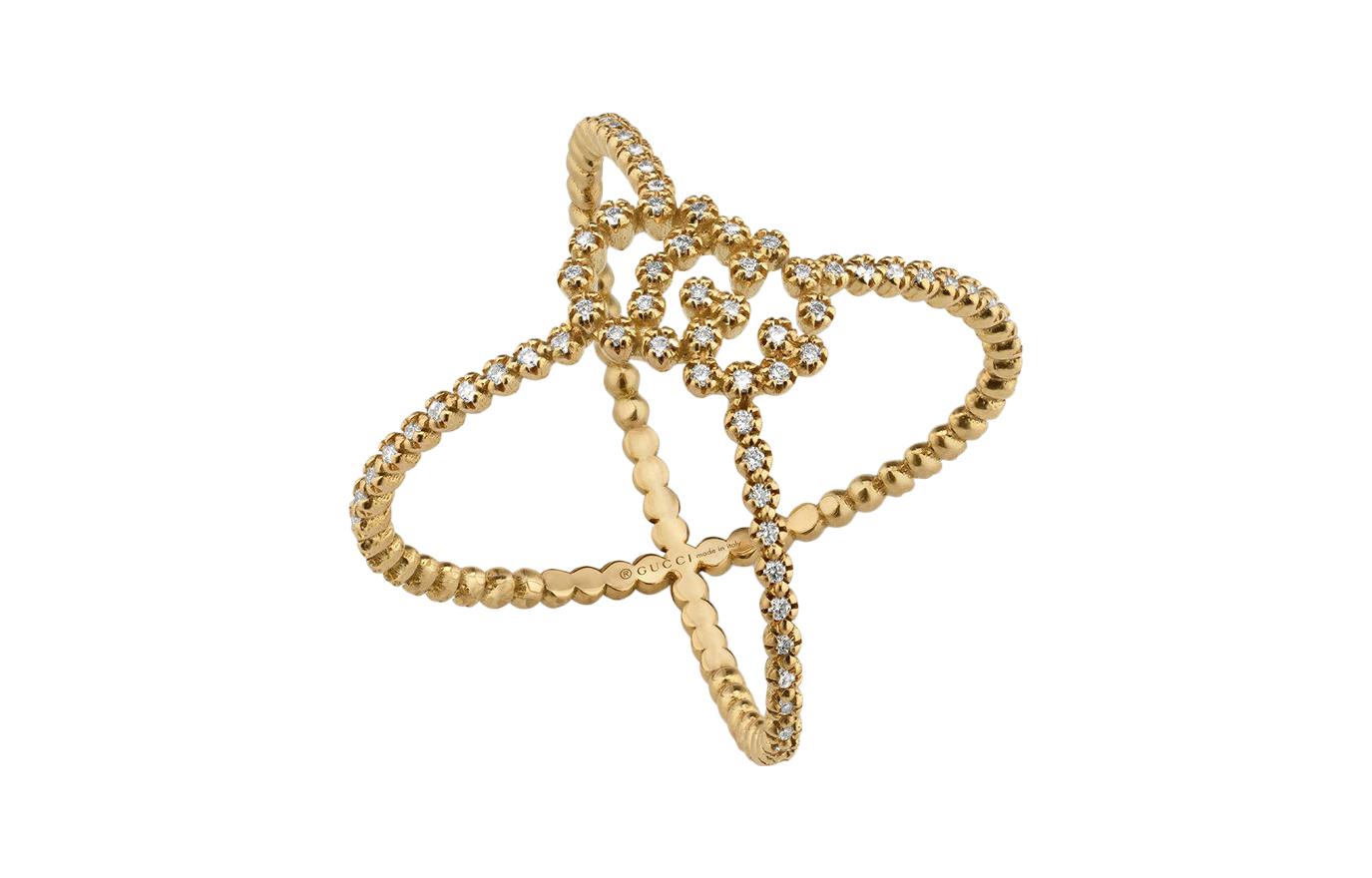 (Women) GUCCI GG Running Diamond X Ring  Gold. 581897-J8540-8000 圖 4