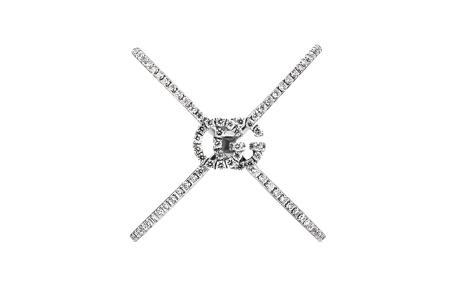 (Women) GUCCI GG Running X Diamond Stylish Minimalist Ring Silver for Women 581978-J8540-9066