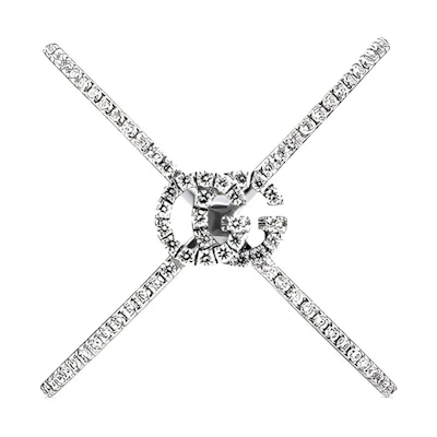 (Women) GUCCI GG Running X Diamond Stylish Minimalist Ring Silver for Women 581978-J8540-9066