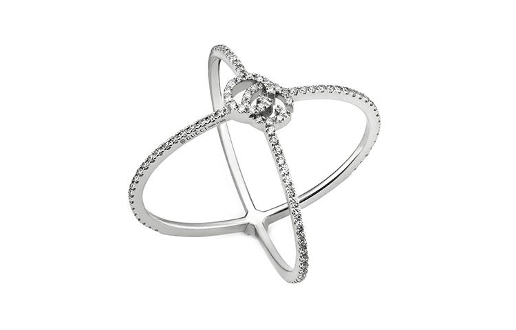 Lookbook (W) GUCCI GG Running X 鑽石時尚極簡戒指 女士銀色戒指 581978-J8540-9066