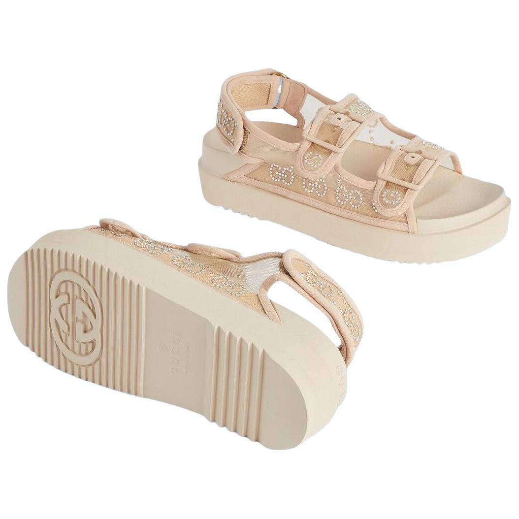 Details for GUCCI 古馳 GG 時尚水晶涼拖 女款 玫瑰米