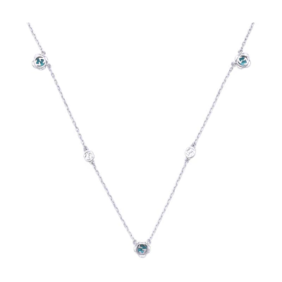 (Women) GUCCI GG Series 18K White Gold Necklace with Topaz for Women. 662429-J8550-4200