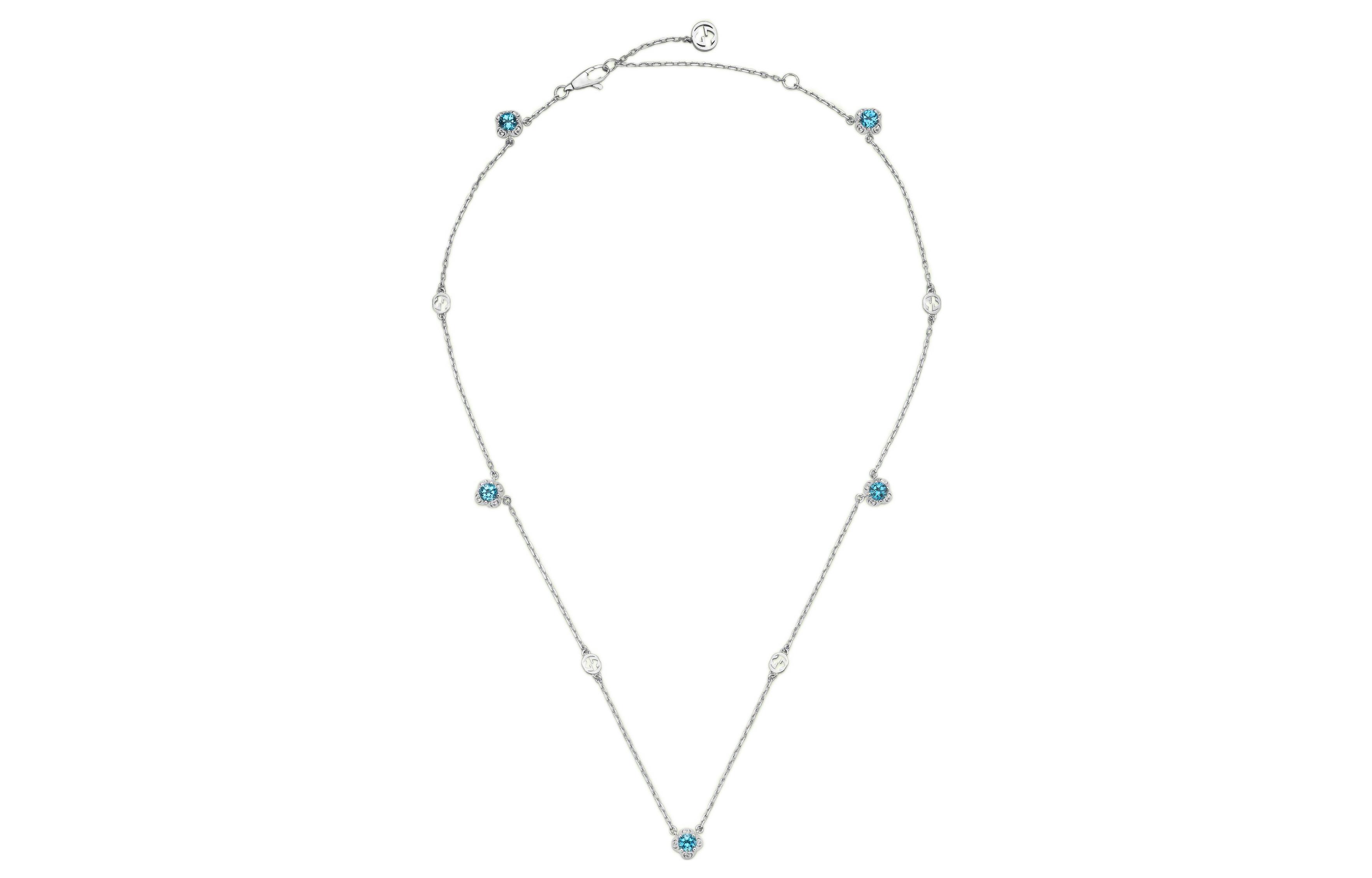 Lookbook (W) GUCCI GG系列 18K白金女性項鍊搭配托帕石 662429-J8550-4200