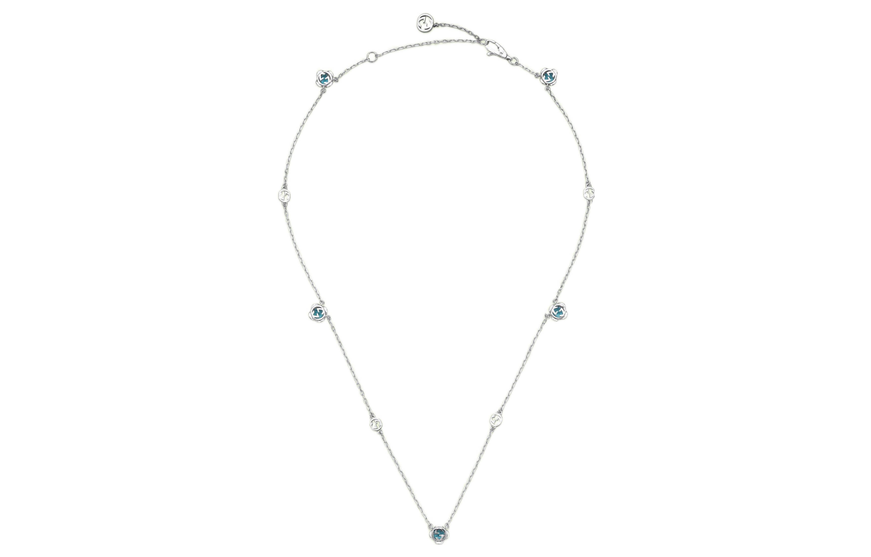 Shop (W) GUCCI GG系列 18K白金女性項鍊搭配托帕石 662429-J8550-4200