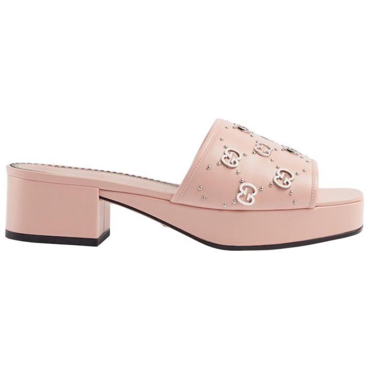 Order GUCCI古馳 皮革 GG 滑入式 時尚涼鞋 4cm 女款 淺粉色