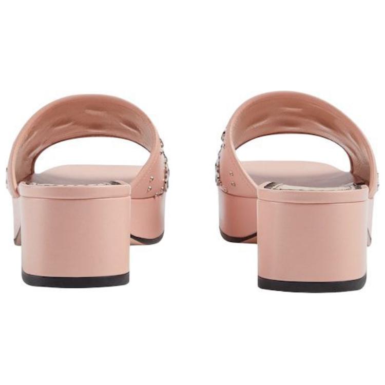 Purchase GUCCI古馳 皮革 GG 滑入式 時尚涼鞋 4cm 女款 淺粉色