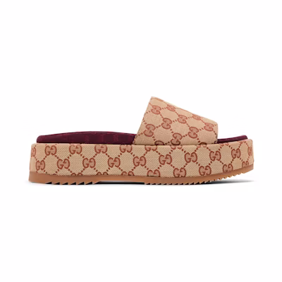 (W) Gucci GG Slide Sandal 'Monogram - Beige Brick Red'