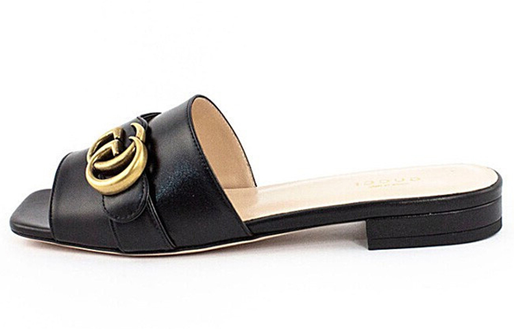 (Women) Gucci GG Slide Sandal Black Leather 626742-C9D00-1000
