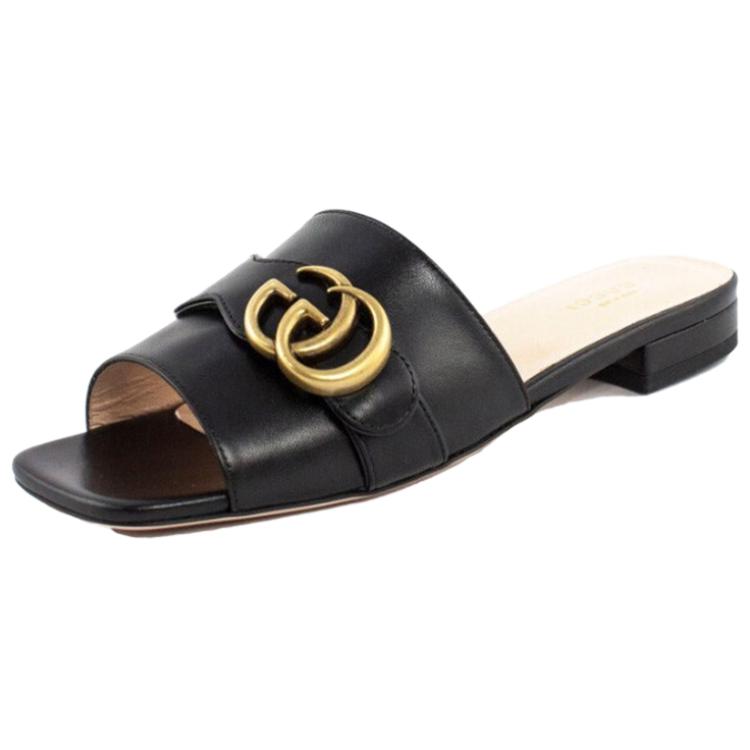 Shop (Women) Gucci GG Slide Sandal Black Leather 626742-C9D00-1000