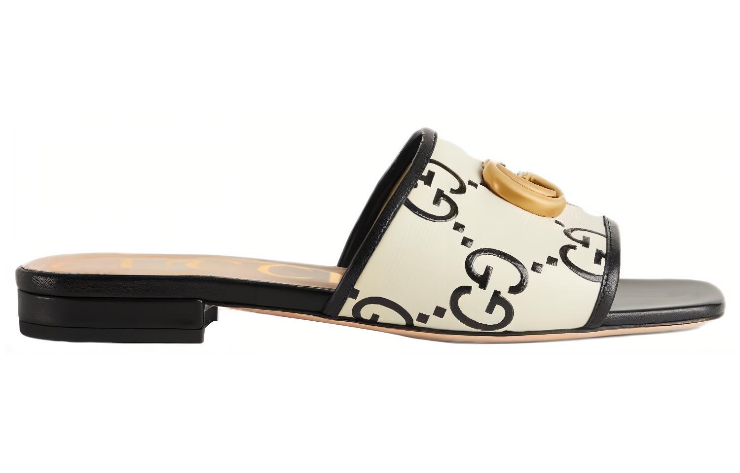 Order (W) Sandal Kulit Slide Gucci GG 'Hitam Putih' 677584-UM920-1193