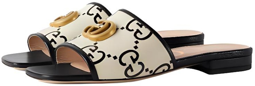 (W) Sandal Gucci GG Slide Kulit 'Hitam Putih' 677584-UM920-1193 Lookbook (W) Sandal Gucci GG Slide Kulit 'Hitam Putih' 677584-UM920-1193