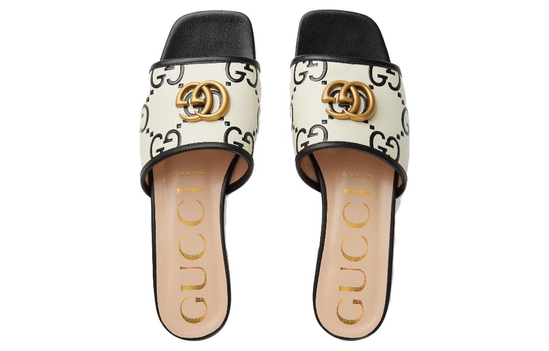Purchase (W) Sandal Kulit Slide Gucci GG 'Hitam Putih' 677584-UM920-1193