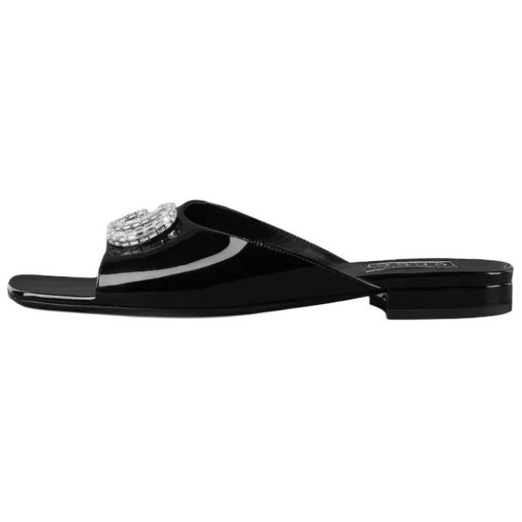 (W) Gucci GG Slides 'Black Patent Leather'
