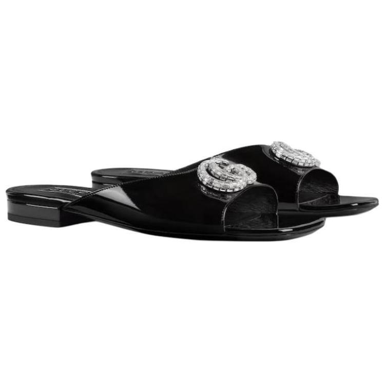 (W) Gucci GG Slides 'Black Patent Leather' 圖 3