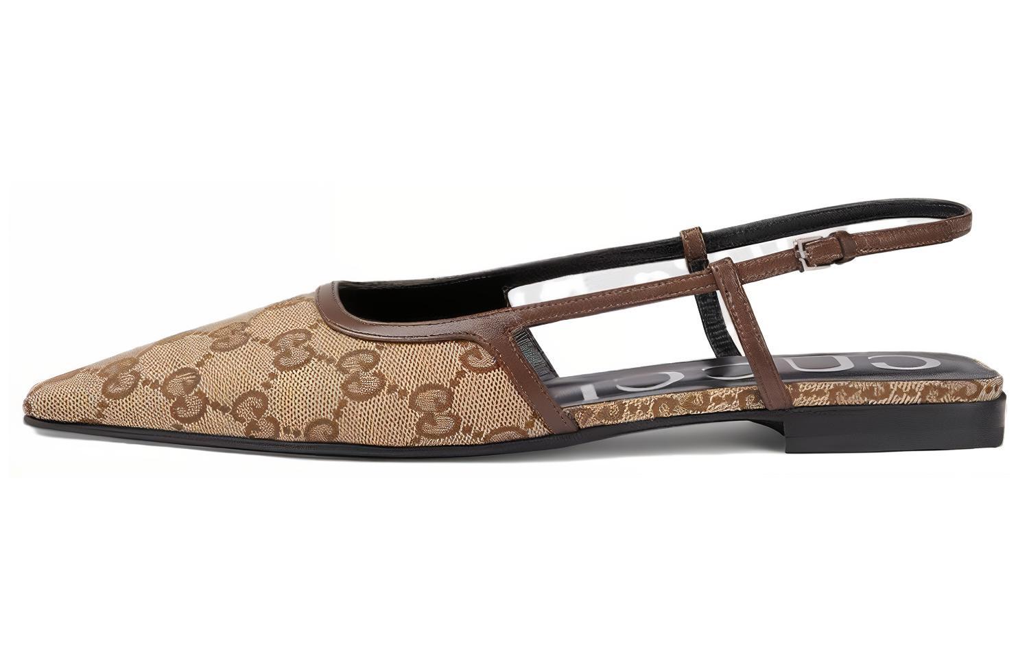 Buy (W) Gucci GG 斜挎芭蕾舞平底鞋 '米色乌木' 762420-KY980-9763