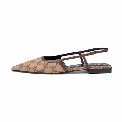 (W) Gucci GG Slingback Ballet Flat 'Beige Ebony'