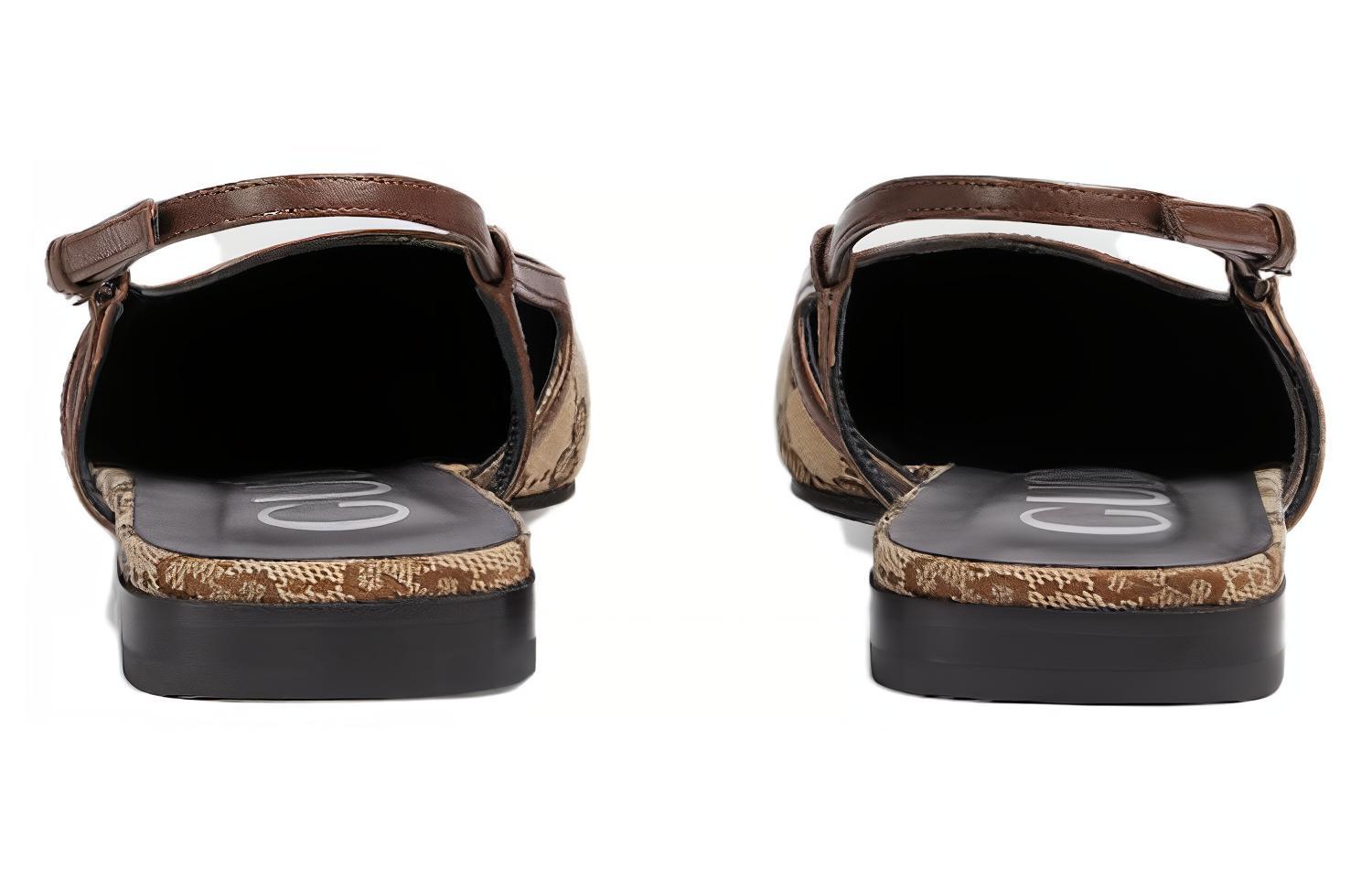 Shop (W) Gucci GG 斜挎芭蕾舞平底鞋 '米色乌木' 762420-KY980-9763