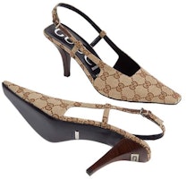 GUCCI古馳 Aria 布 露跟搭扣 時尚涼拖 3cm 女款 米色 Purchase GUCCI古馳 Aria 布 露跟搭扣 時尚涼拖 3cm 女款 米色