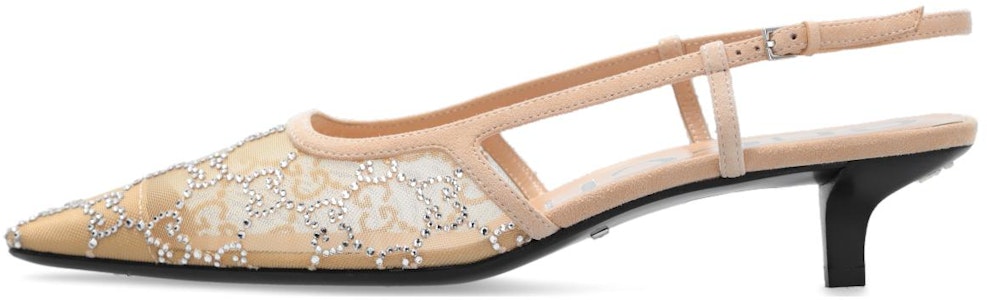 (W) 古驰 GG 玫瑰米色网眼水晶后空鞋 674668-F13A0-9960 Buy (W) 古驰 GG 玫瑰米色网眼水晶后空鞋 674668-F13A0-9960