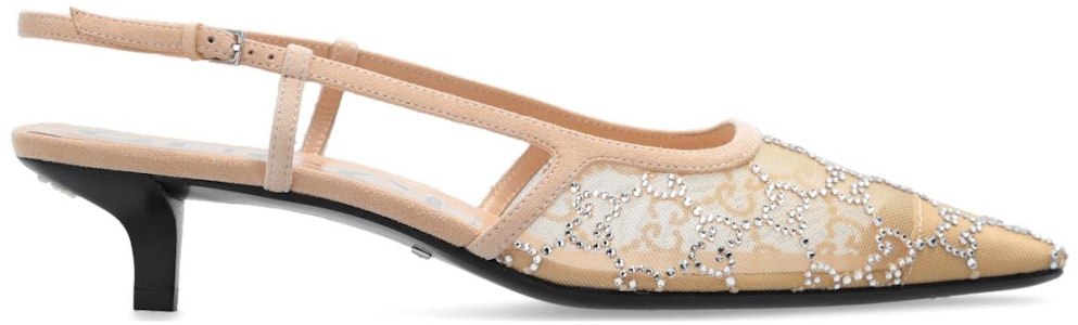 (W) 古驰 GG 玫瑰米色网眼水晶后空鞋 674668-F13A0-9960 Order (W) 古驰 GG 玫瑰米色网眼水晶后空鞋 674668-F13A0-9960