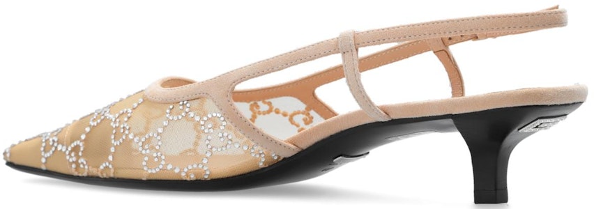 (W) 古驰 GG 玫瑰米色网眼水晶后空鞋 674668-F13A0-9960 Shop (W) 古驰 GG 玫瑰米色网眼水晶后空鞋 674668-F13A0-9960