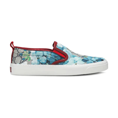 (W) Gucci GG Supreme Canvas Slip-On 'Blue Floral'