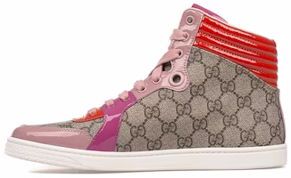 (Women) Gucci GG Supreme High Top 'Beige Carmine Rose New Rosette' 404937-KLQW0-9861 (Women) Gucci GG Supreme High Top 'Beige Carmine Rose New Rosette' 404937-KLQW0-9861