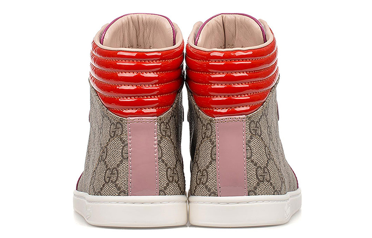 Shop (W) Gucci GG Supreme High Top 'Beige Carmine Rose Rosette Baharu' 404937-KLQW0-9861