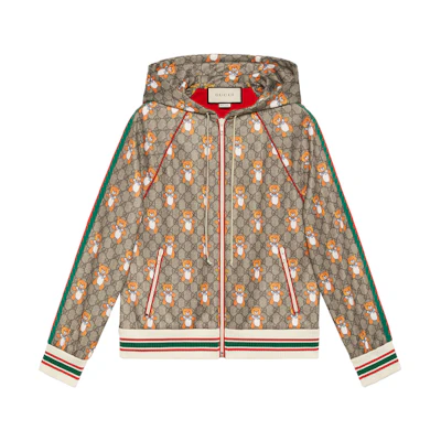 (Women) Gucci GG Teddy Bear Zip Hoodie Jacket Brown 660212-XJDJC-2236