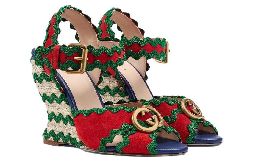 Lookbook (W) Gucci GG Tacones Plataforma Multicolor Rojo Verde 699270-D8EV0-6460