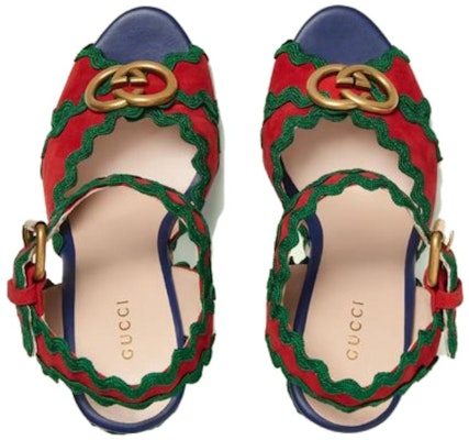 (Women) Gucci GG Wavy Colorblock Wedges Red Green 699270-D8EV0-6460 Shop (Women) Gucci GG Wavy Colorblock Wedges Red Green 699270-D8EV0-6460