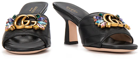 Shop GUCCI古馳 山羊皮 細跟 時尚涼鞋 女款 黑色