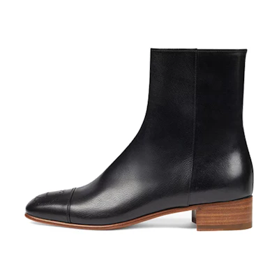 (W) Gucci Goatskin Hills Logo Ankle Boots 'Black'