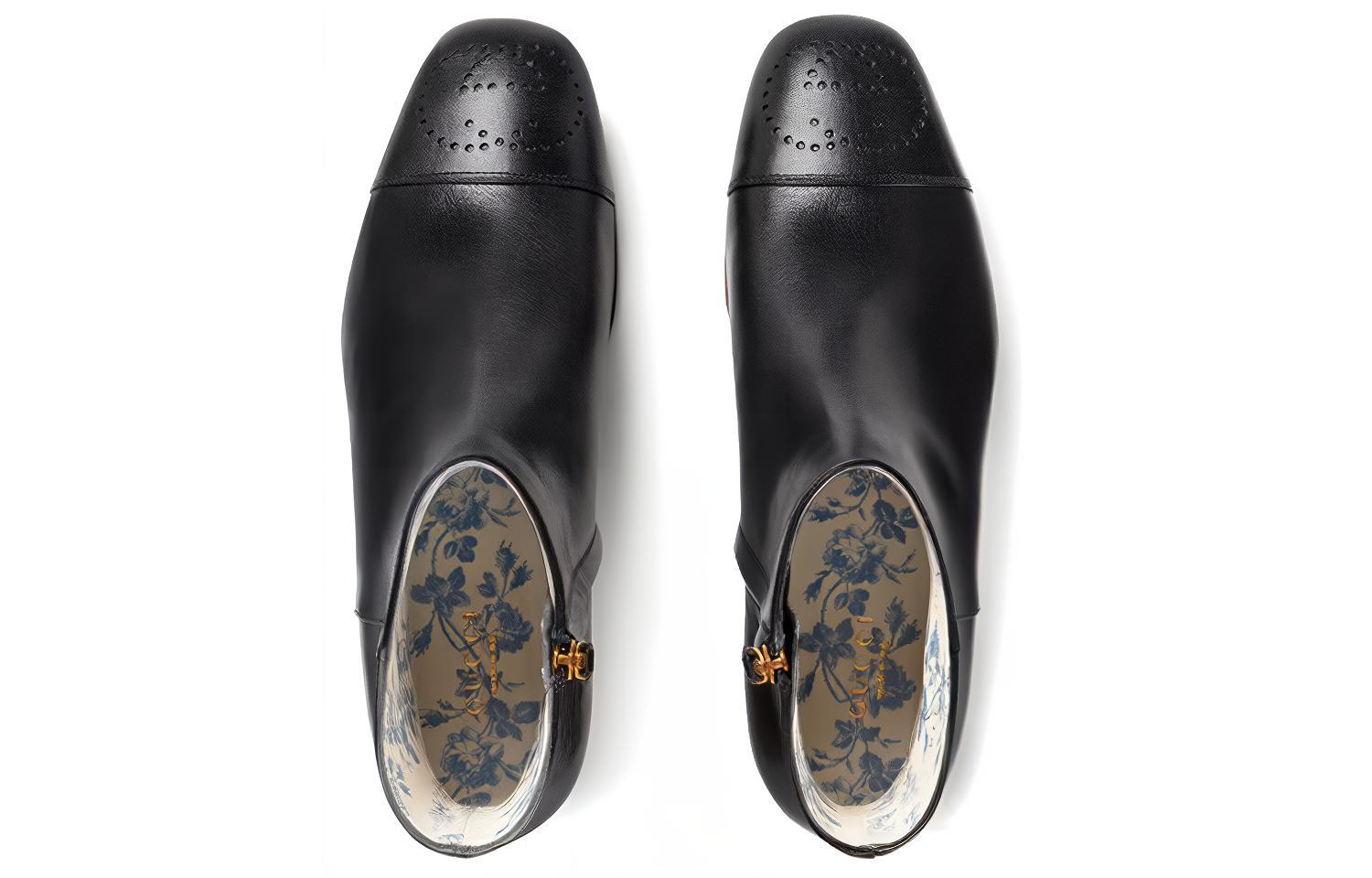 (W) Gucci Goatskin Hills Logo Ankle Boots 'Black' 圖 3