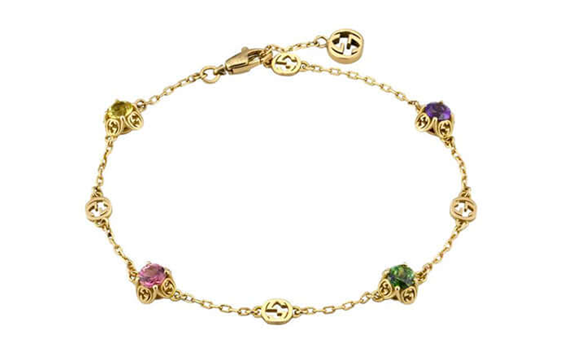 Order (W) Gelang GUCCI Emas 18K dengan Turmalin, Amethyst, Zamrud Wanita. YBA662430001