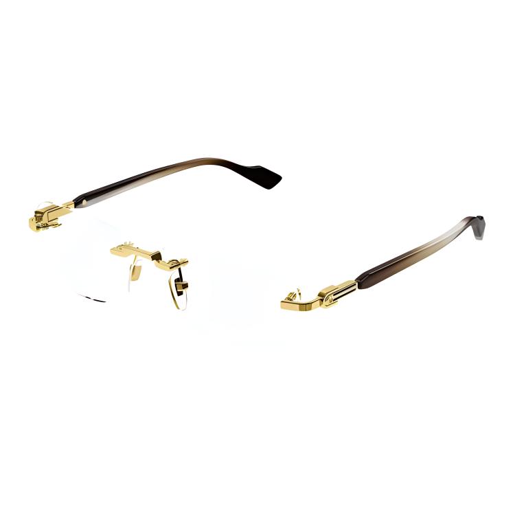 (Women) GUCCI Gold Acetate Rectangle Optical Glasses for Women. GG1221O002