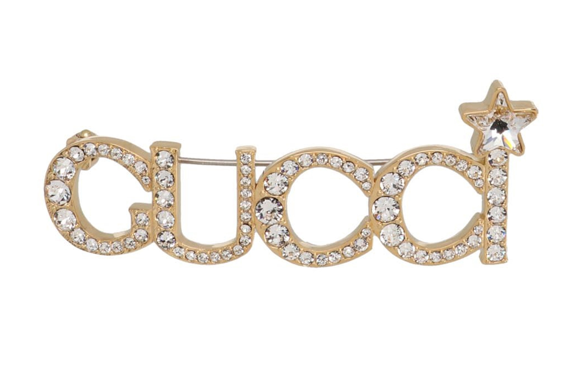 (Women) GUCCI Gold Crystal Logo Hair Clip 729107J1D508031